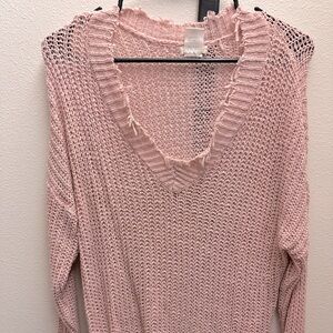 Boho Pink Oversize Sweater